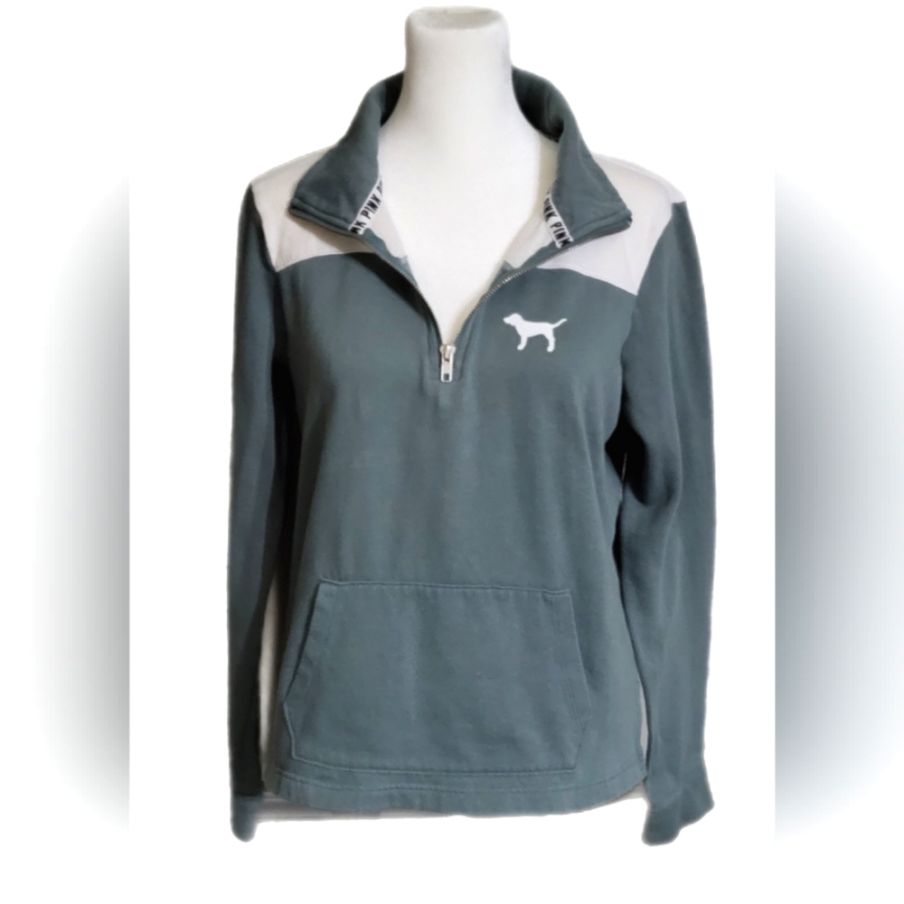 Victoria's Secret PINK 1/4 zip high collar fleece puppy dog sweatshirt pullover - Picture 3 of 10